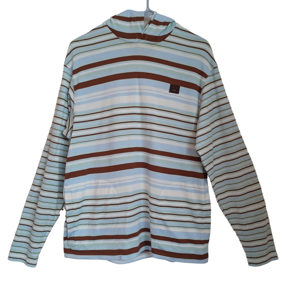 Acne Studios Striped Face Logo Hoodie Blue Brown White FA-UX-TSHI000030 XS